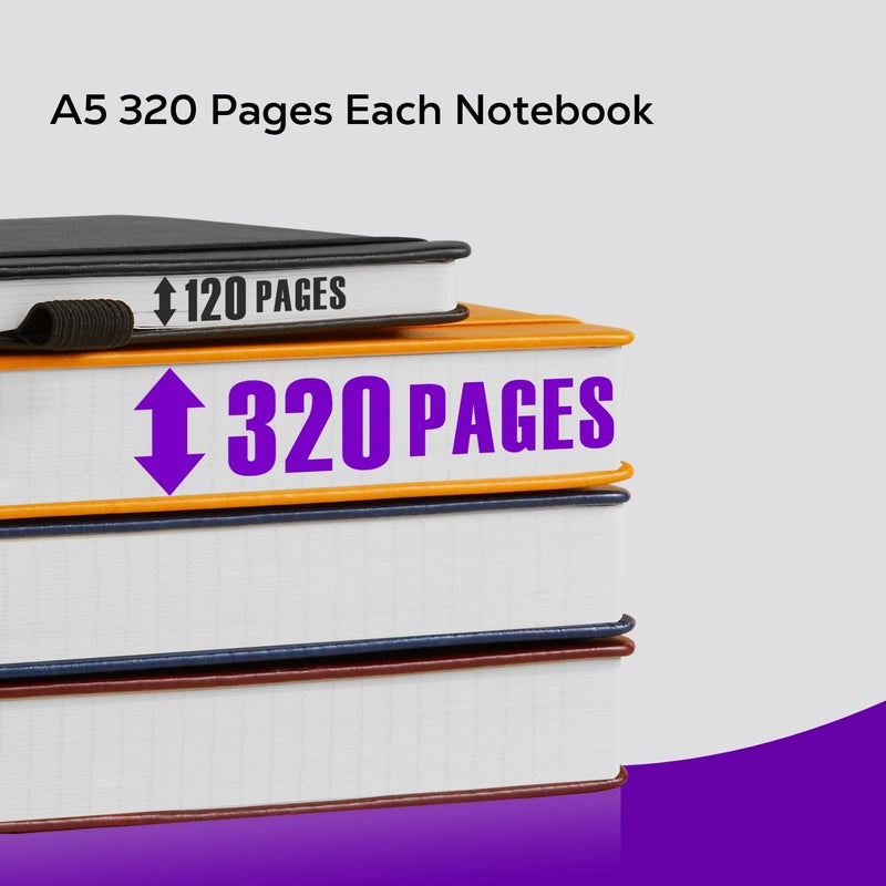 دفتر يوميات مبطن من FOCUS DAY 320 صفحة غلاف جلدي سميك A5 جامعي سميك كلاسيكي مع حلقة قلم لكتابة النساء والرجال العمل المكتبي 5.7 بوصة × 8.4 بوصة أرجواني بيرليسسينت - Image 3